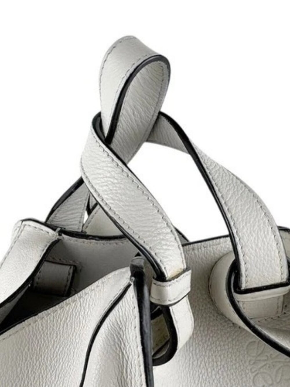 Auth LOEWE Hammock Shoulder Bag Handbag White Leather/Silvertone - z8614 - Picture 9 of 12